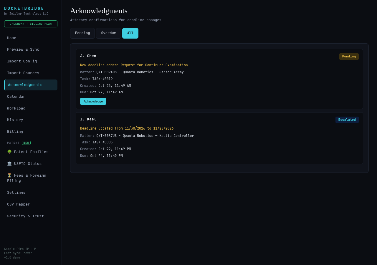 Acknowledgments screen